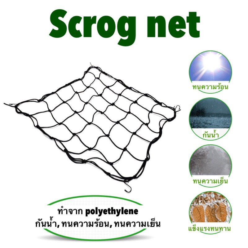 ตาข่ายปลูกต้นไม้ Scrog Net - Plant Stress Training ตาข่ายยืดหยุ่น ตาข่ายปลูกต้นไม้ เทรนต้น หลายขนาด